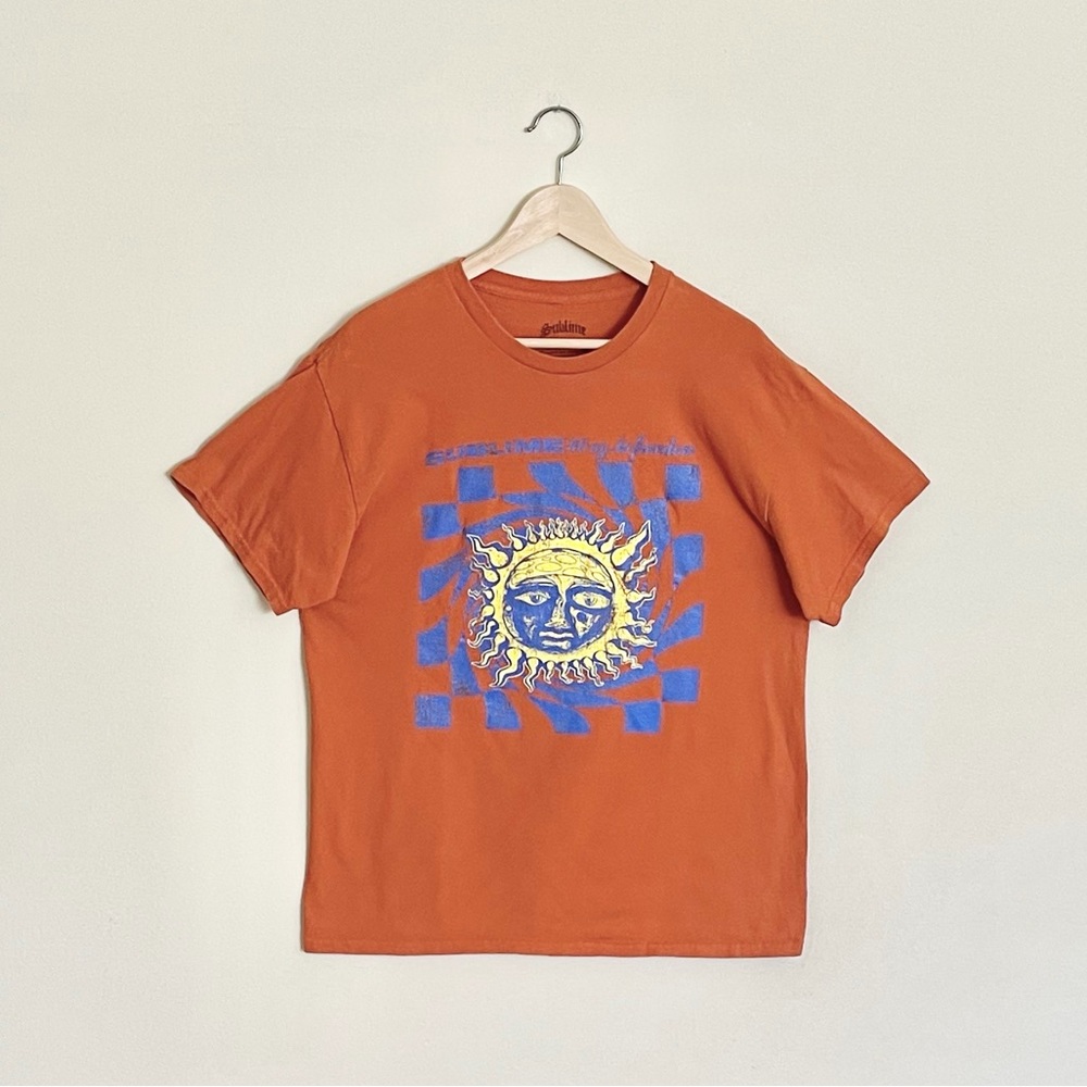 Sublime 40oz. To Freedom Checkered Sun Logo Burnt Orange Band T Shirt Adult L